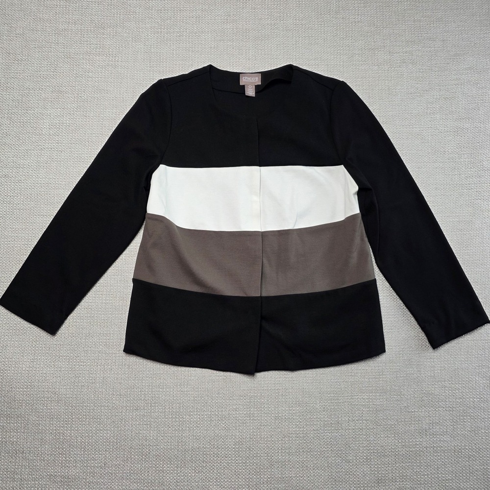 Chico's Women's Size 0 Multicolored Long Sleeve 4 Snap Button Blazer NWOT
